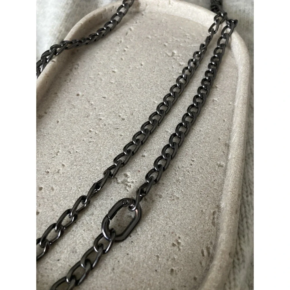 Gunmetal Gray Chain Belt Link Chain Gothic Grunge Loose Fit Adjustable